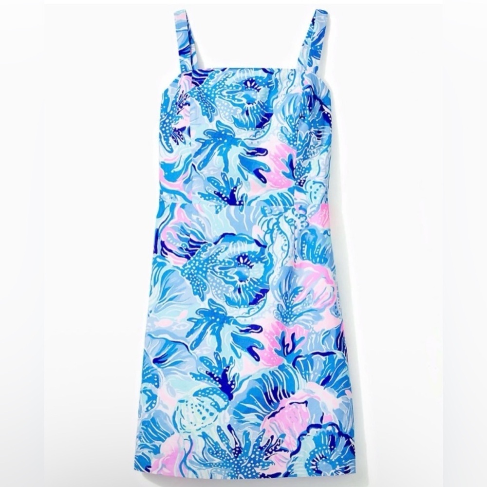 Lilly Pulitzer Girls Vivica Dress in Saltwater blue Shade Seekers NWT